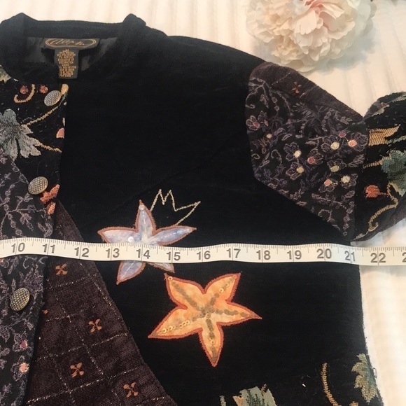 Alex Kim Boho Embroidered Beaded Blazer Jacket Size Medium Floral Patchwork - Picture 12 of 17